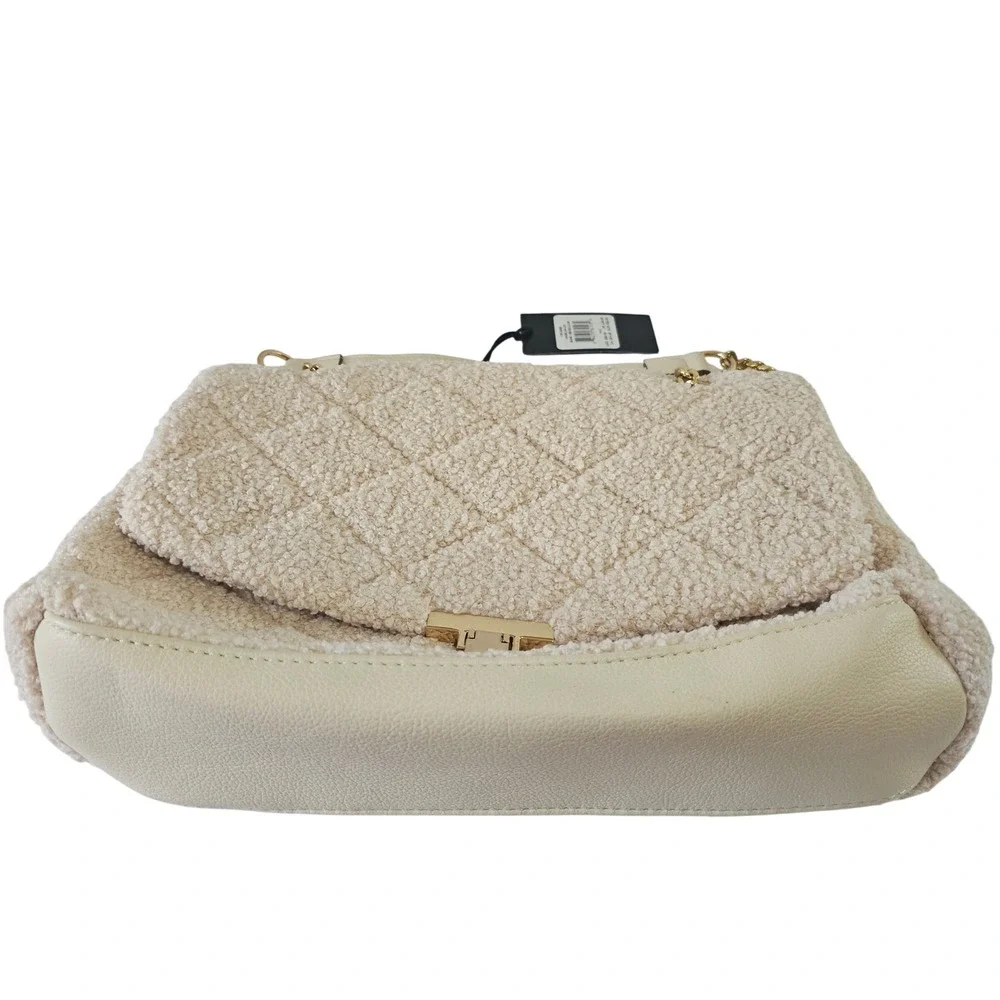 NWT Rachel Zoe Angelica Shoulder‎ Bag Purse Bone Beige Tufted Gold Chain Leopard - Picture 8 of 10